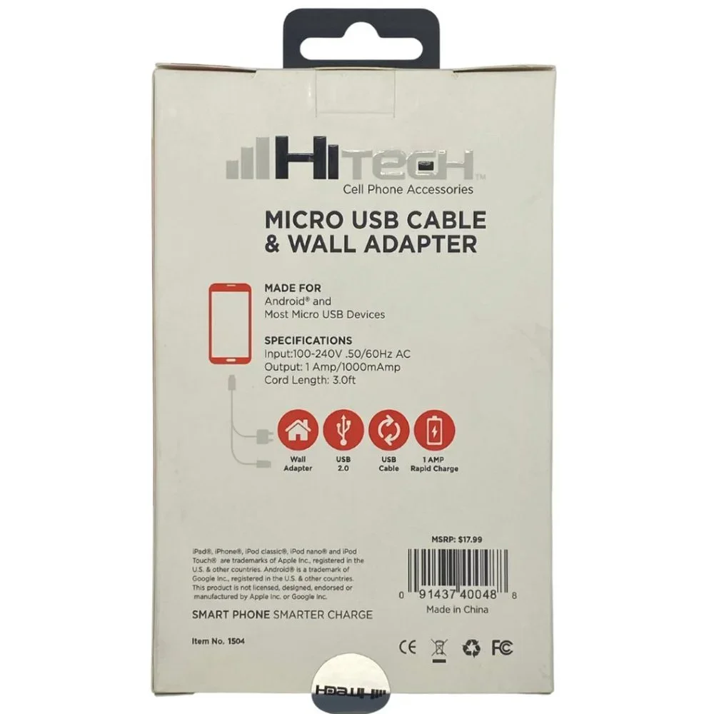 Micro USB cable & Wall Adapter